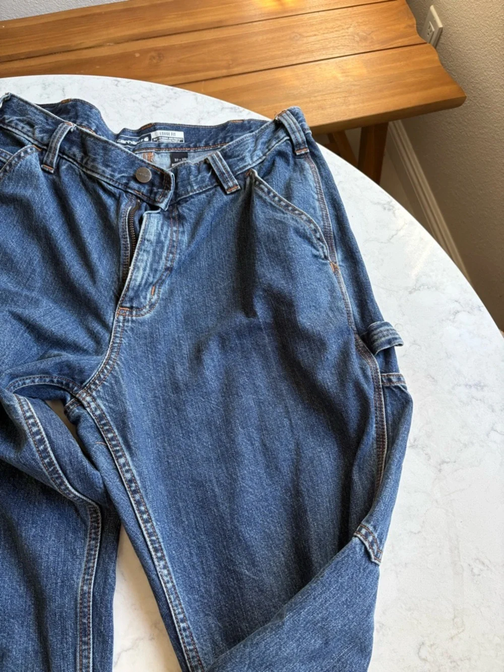Carhartt Dark Blue Denim Carpenter Pants with Logo Patch 32x30